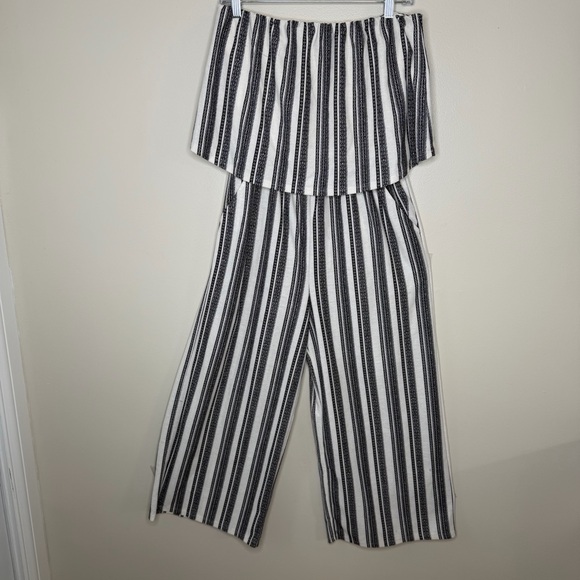 Gypsies & Moondust Black and White Strapless Jumpsuit with Pockets Size Large - Picture 2 of 15